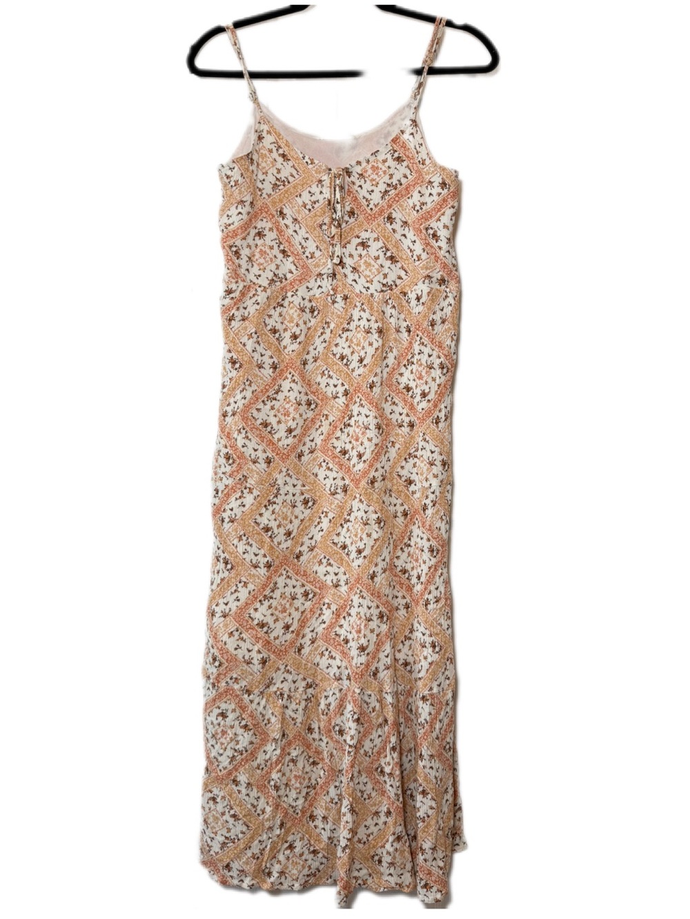 Altar'd State Cream & Peach Printed Maxi Slip Dress